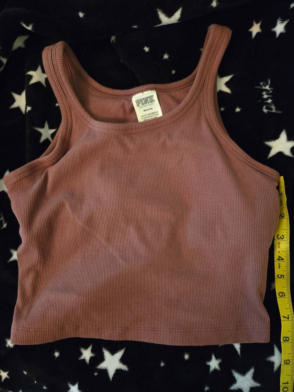 PINK Victoria's Secret Ribbed Cropped Tank Top - Dusty Rose